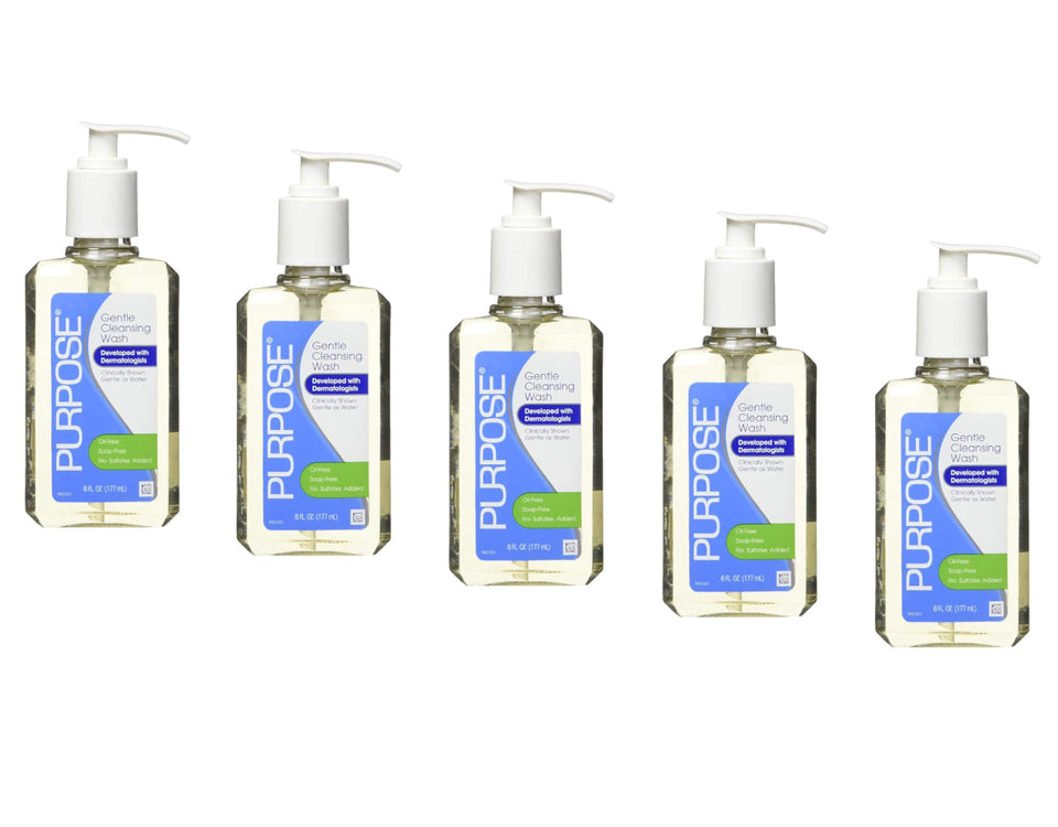 Purpose Gentle Cleansing Wash pump bottle for sensitive skin, soap-free daily cleansing.