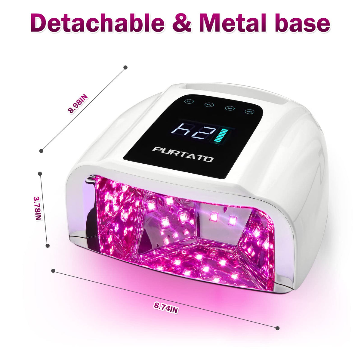 Compact design of the PURTATO lamp on a bathroom counter