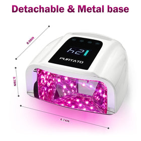 Compact design of the PURTATO lamp on a bathroom counter