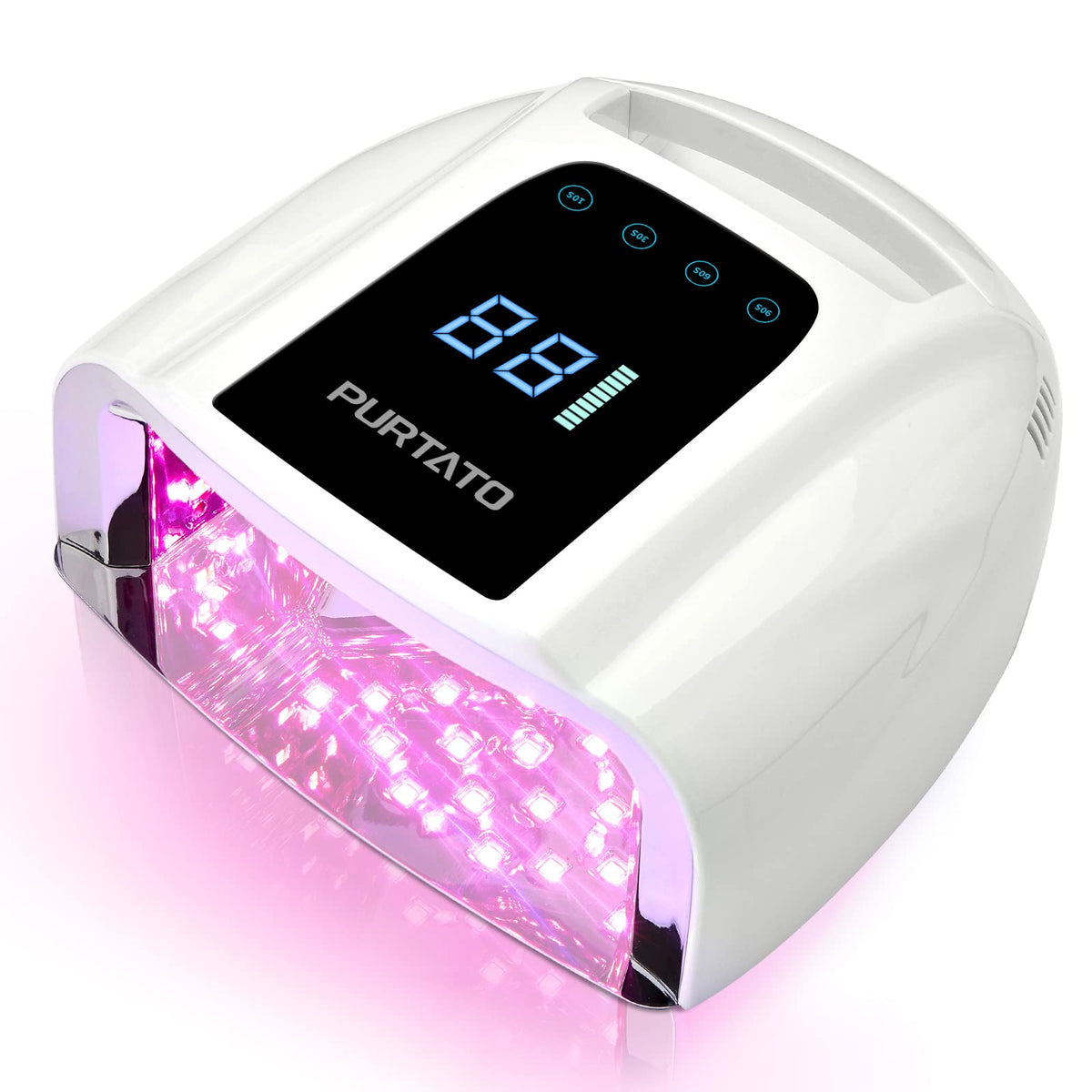 Purtato 96W UV LED nail lamp front view showing overall shape and design for fast curing
