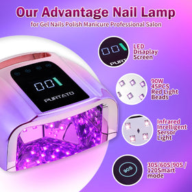 Purtato long-nail friendly rectangle design fits full hands or feet.