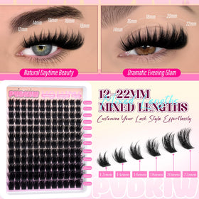 PVDKIW 12-22mm mixed lengths lashes for versatile daytime to evening looks