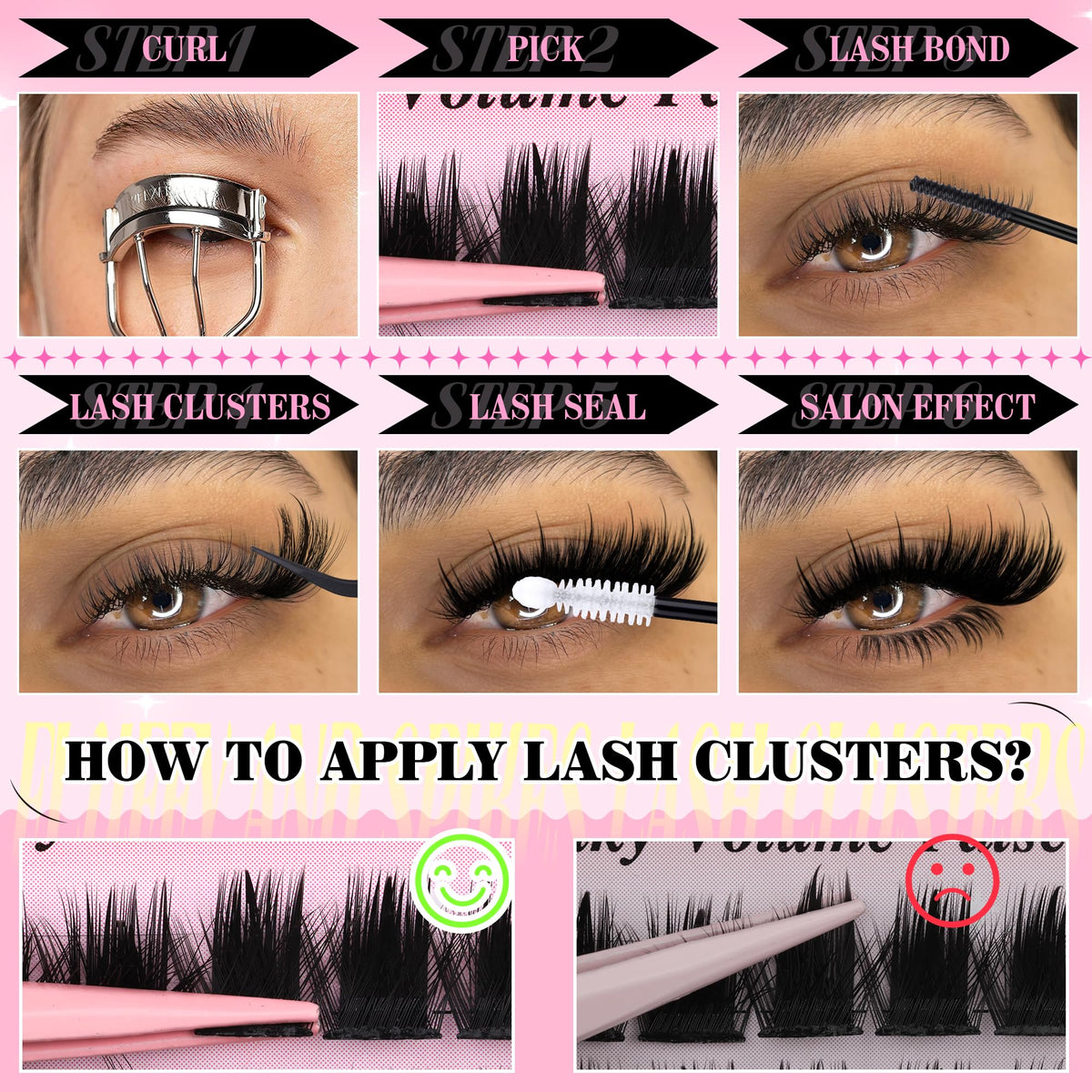 PVDKIW 200D long lash clusters for dramatic added volume.