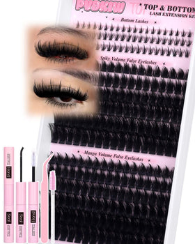 PVDKIW fluffy lash clusters kit delivers professional-looking upper and bottom lashes at home.