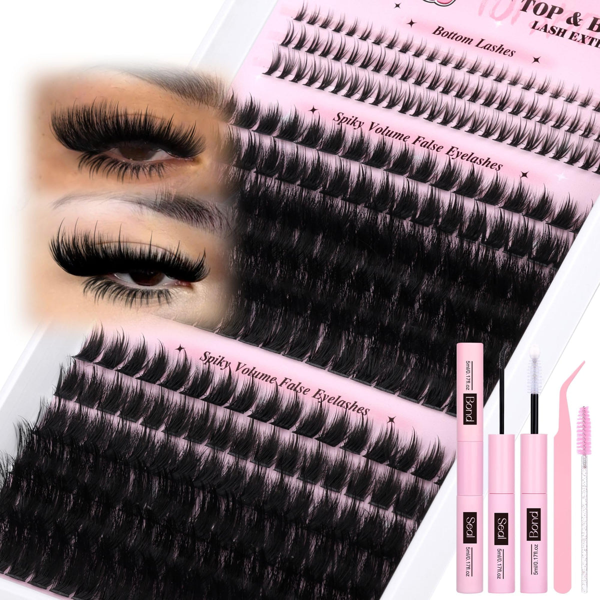 PVDKIW fluffy lash clusters kit upper lashes for daily voluminous looks.