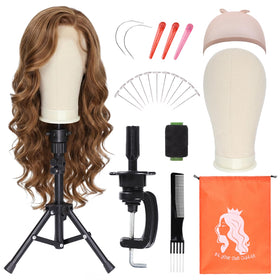 PWEOUKE canvas wig head 22-inch for realistic wig fitting and pinning
