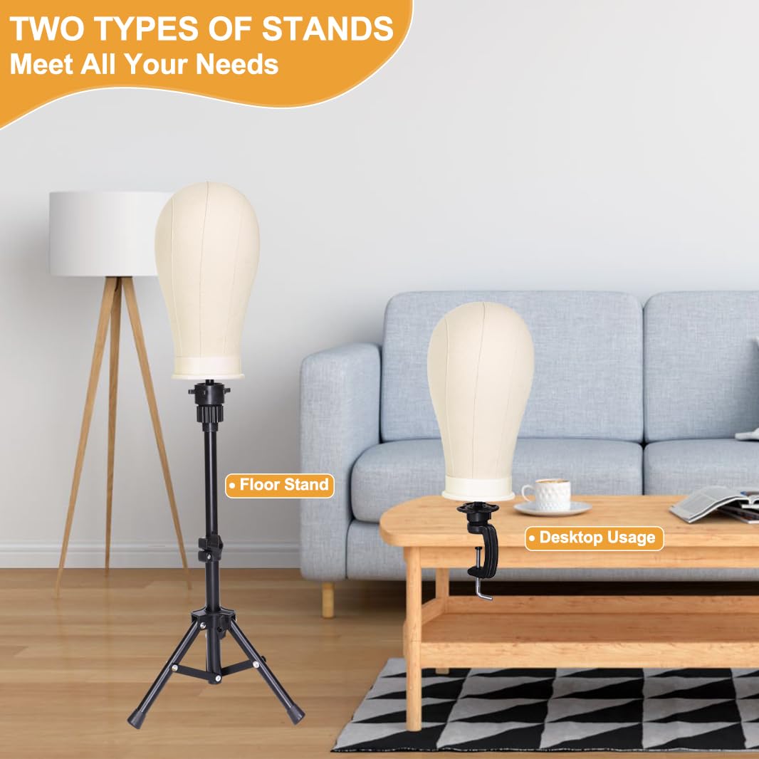 PWEOUKE wig stand tripod providing sturdy support for precise styling