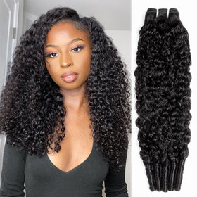 PXCPXC Burmese curly bundles 16-inch close-up showing natural texture for blending.