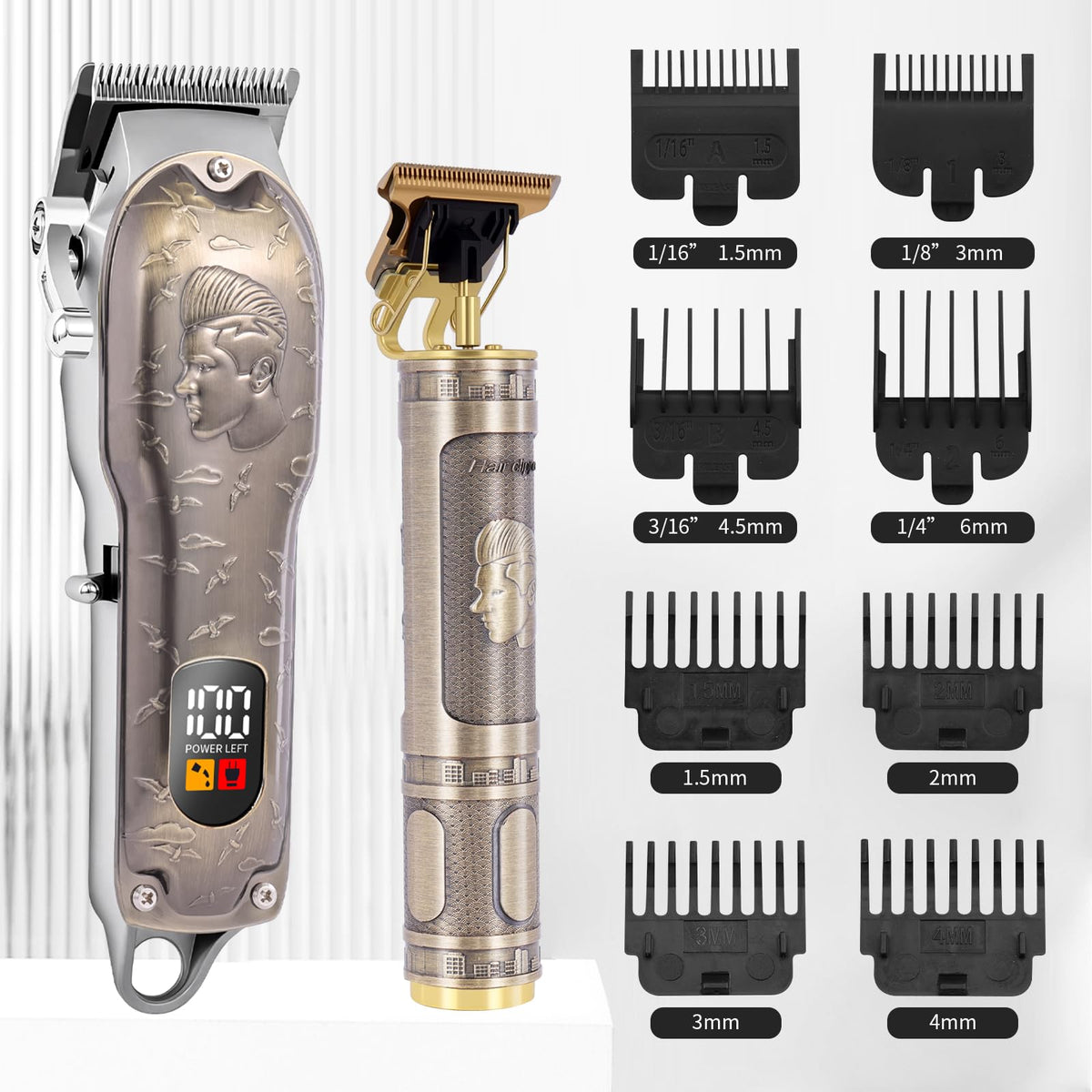 PXLISIE clipper LED display shows battery level and maintenance alerts.