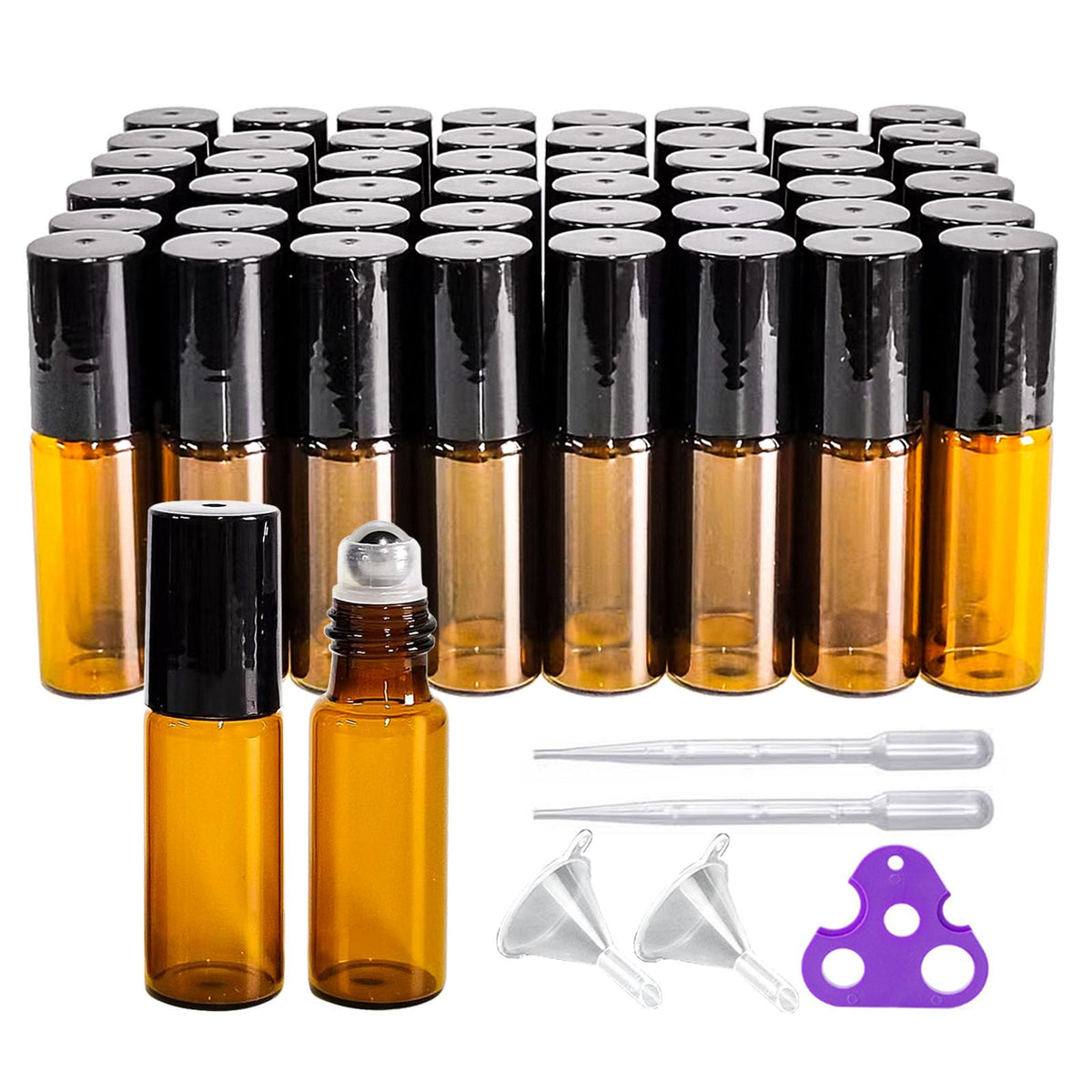 PYAWI amber 5ml roller bottle packaging for travel and storage.
