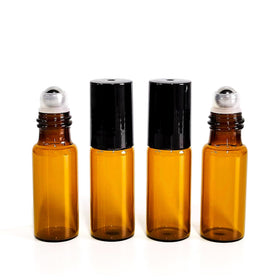 PYAWI amber roller bottle with stainless steel ball for smooth application.