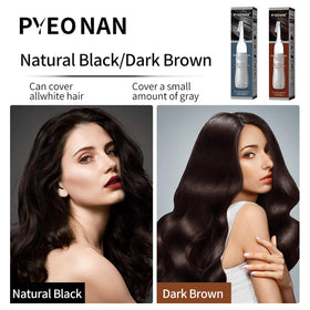 PYEONAN natural black color swatches demonstrate gray coverage options.