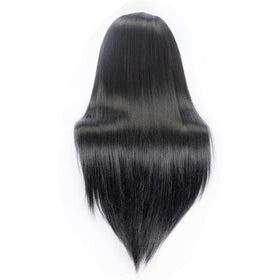 Pykisfp mannequin head showcases synthetic hair for demonstrations.