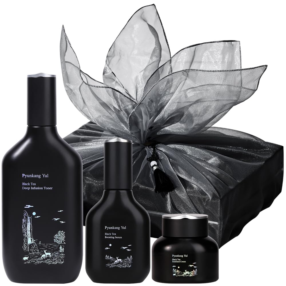 Pyunkang Yul PKY Black Tea Line Gift Box on display, ideal for gifting thoughtful skincare.