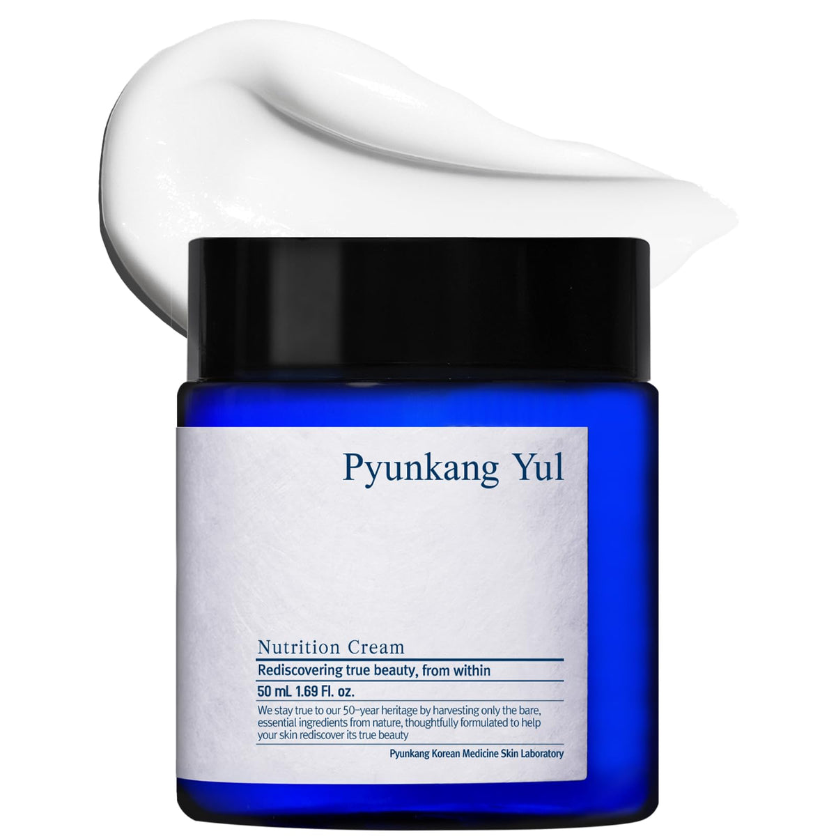 Pyunkang Yul PKY Nutrition Cream smooth texture on skin for soft, hydrated feel.
