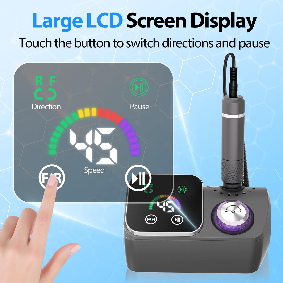 Includes drill bits and sanding bands for shaping and polishing tasks.