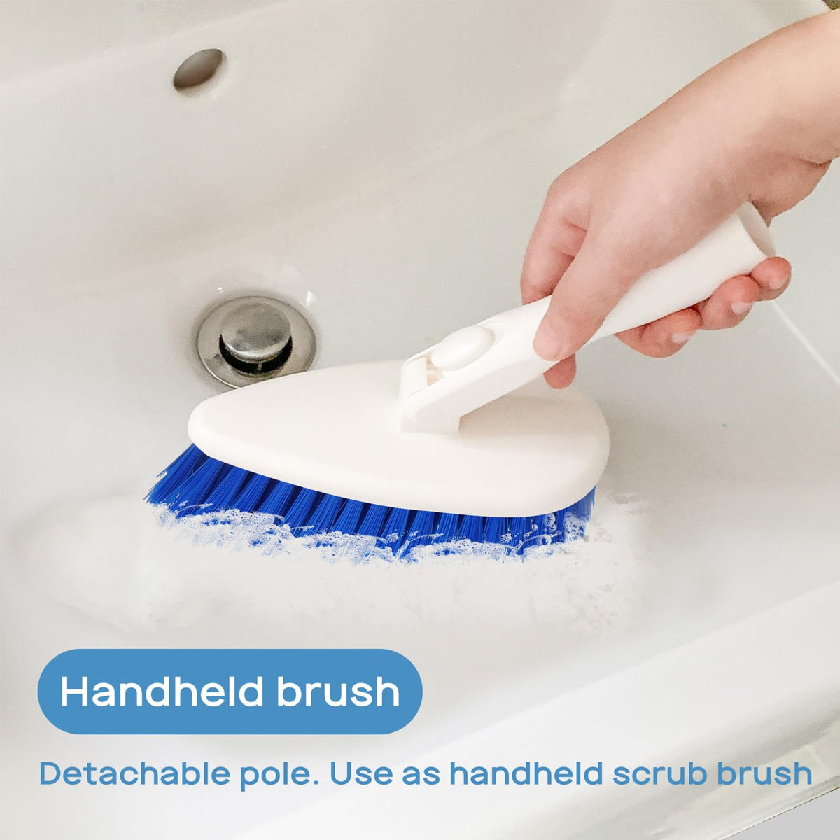 Qaestfy non-scratch heads protect surfaces while scrubbing tile and grout.