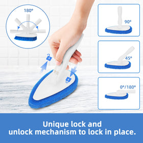 Qaestfy shower scrubber replaceable heads for different cleaning tasks.