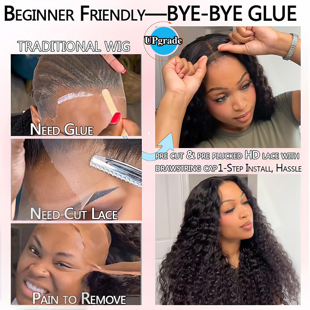 Qangelabeauty pre-cut lace deep wave wig creating natural scalp illusion