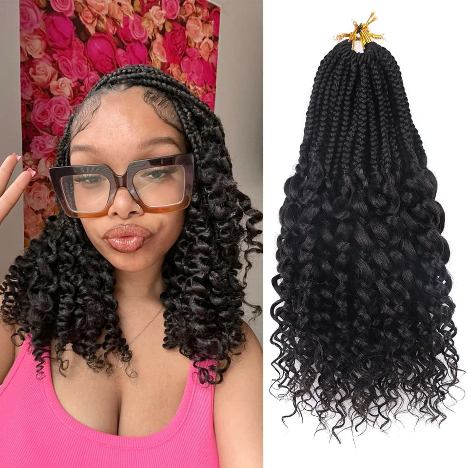 QANSFA 14-inch goddess box braids prelooped for quick, easy install.