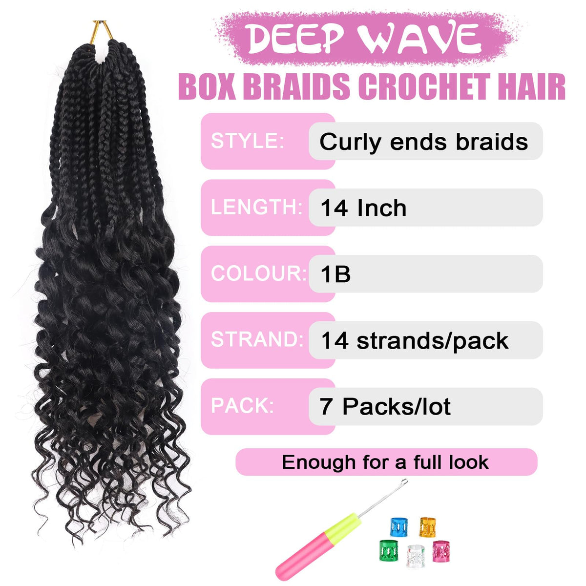 QANSFA deep wave crochet braids with curly ends for natural movement.