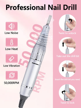 Qaucdlnd nail drill LCD display and speed control for easy adjustments.