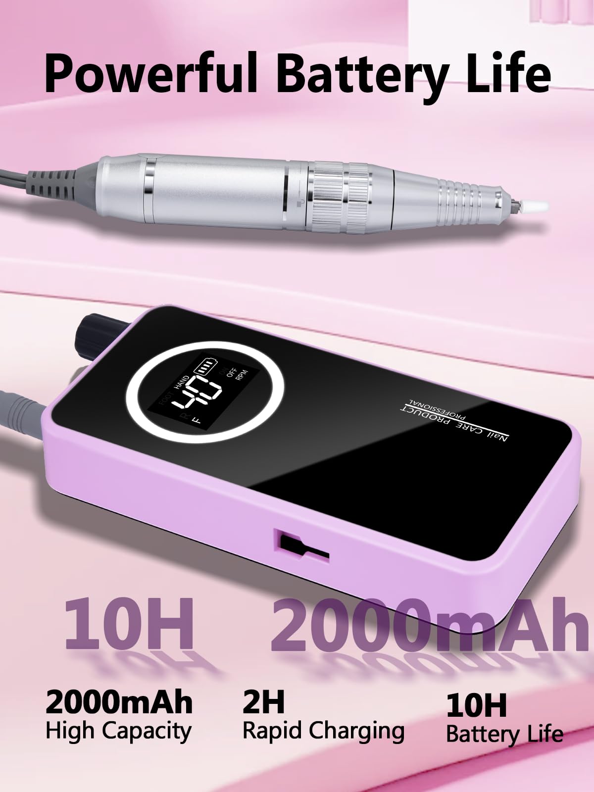 Qaucdlnd USB-C charging port powers the compact e-file for on-the-go use.
