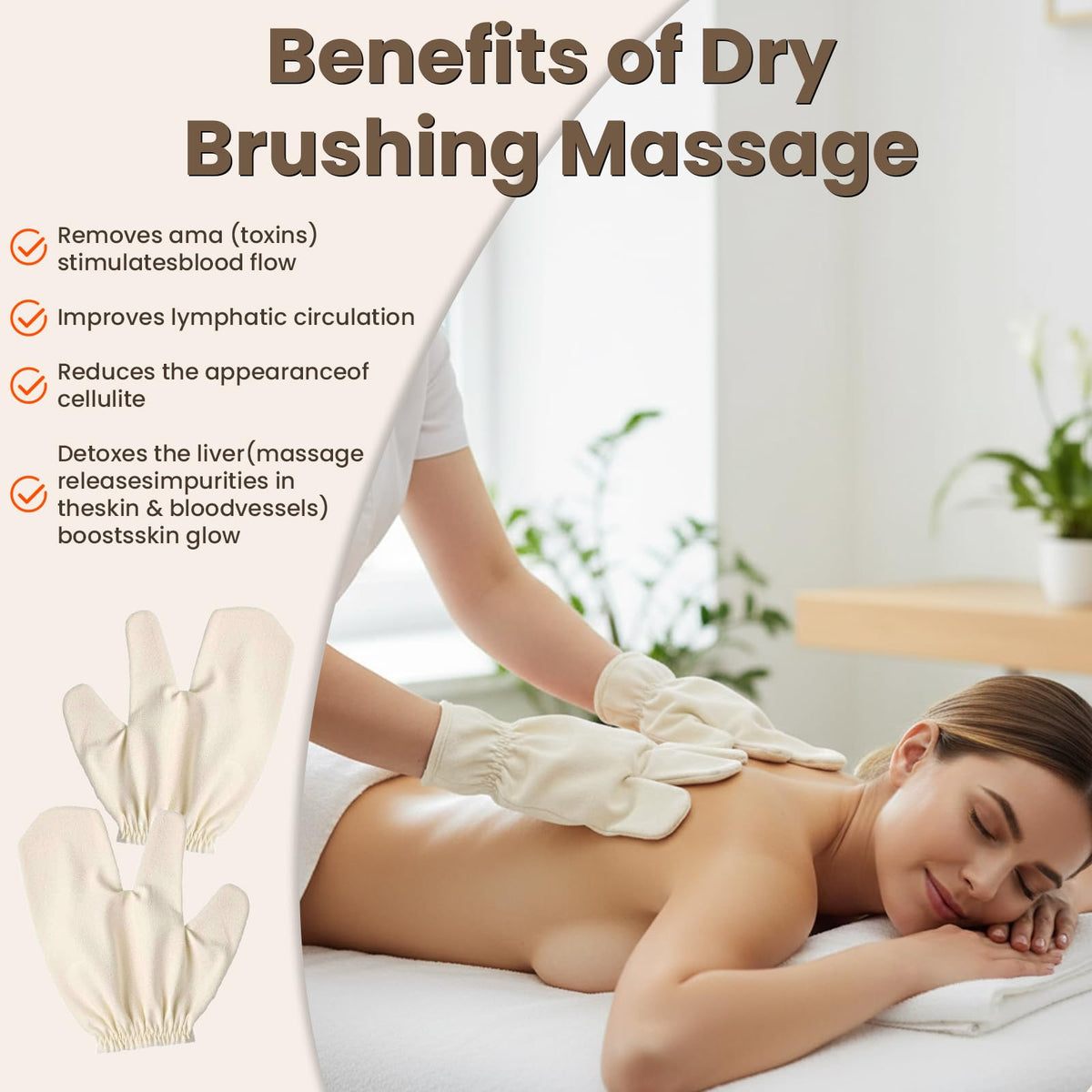 QAUUHJL Dry-brushing silk gloves for a soothing morning or evening routine
