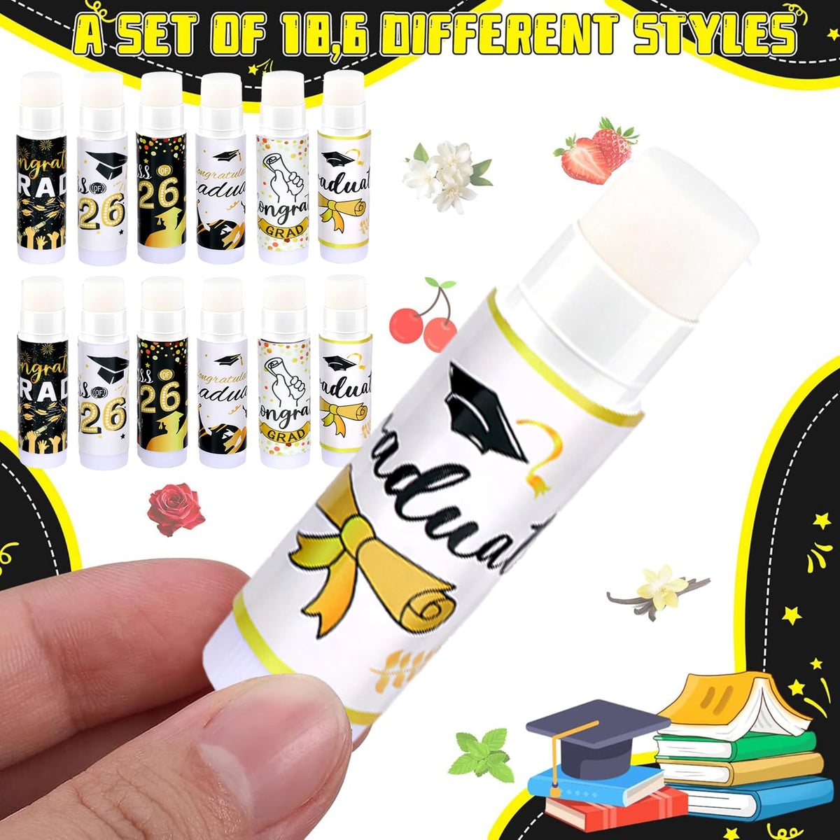QAUYETM compact lip balms fit pockets for daily moisture.
