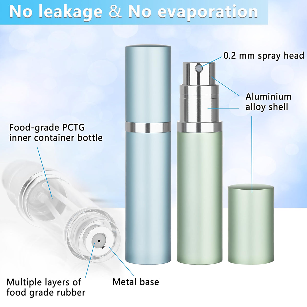 Qavhun leakproof design with rubber seals prevents leaks in bags.