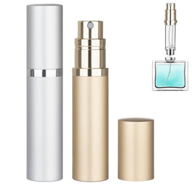 Qavhun refillable perfume bottle in silver finish with portable design for on-the-go fragrance.