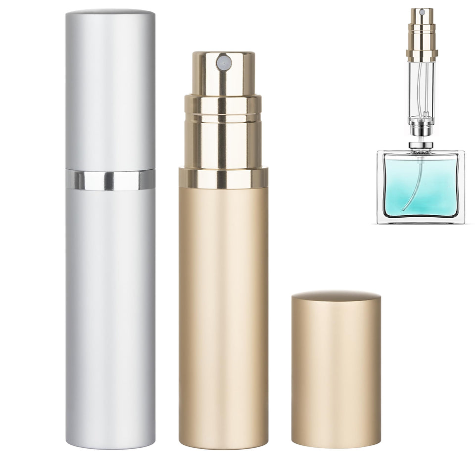 Qavhun refillable perfume bottle in silver finish with portable design for on-the-go fragrance.
