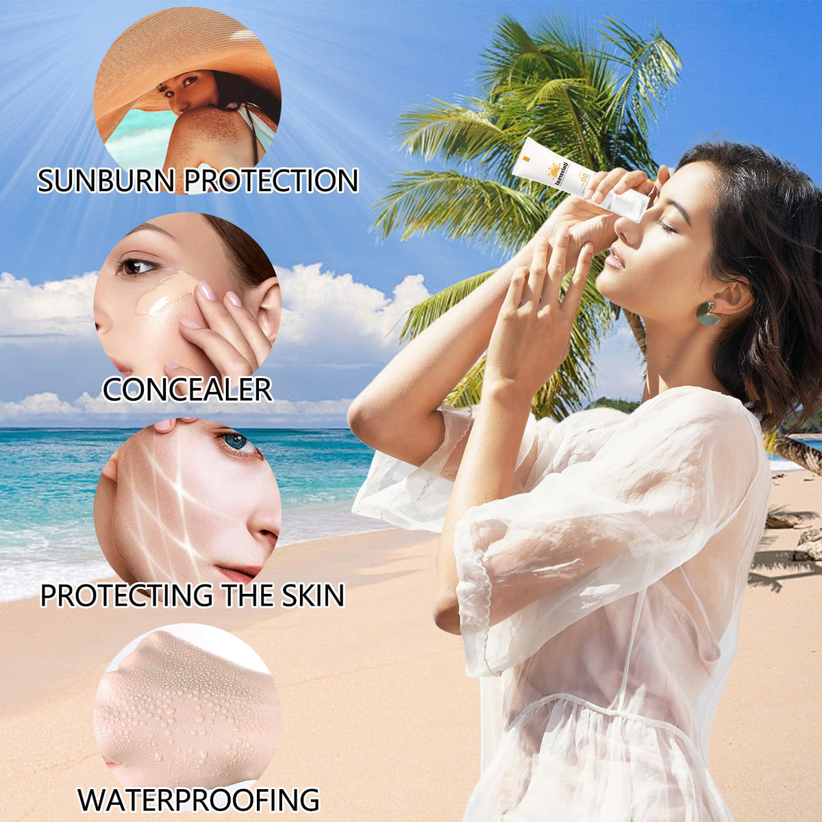 Qawnfy tinted sunscreen packaging highlights compact, travel-friendly design.