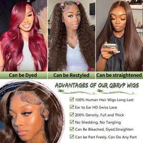 QBRVP 200 density body wave hair wig provides fullness