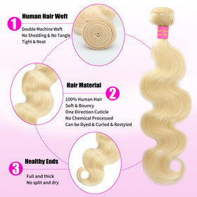 QBRVP 24-inch blonde body wave extensions for dramatic length and style