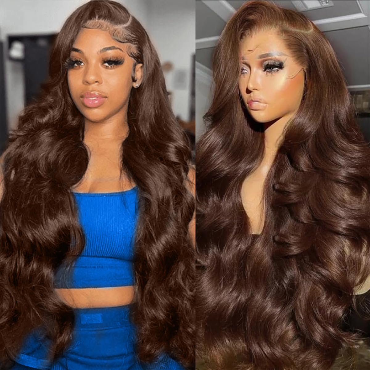 QBRVP 30 inch chocolate brown lace front wig for natural, versatile styling