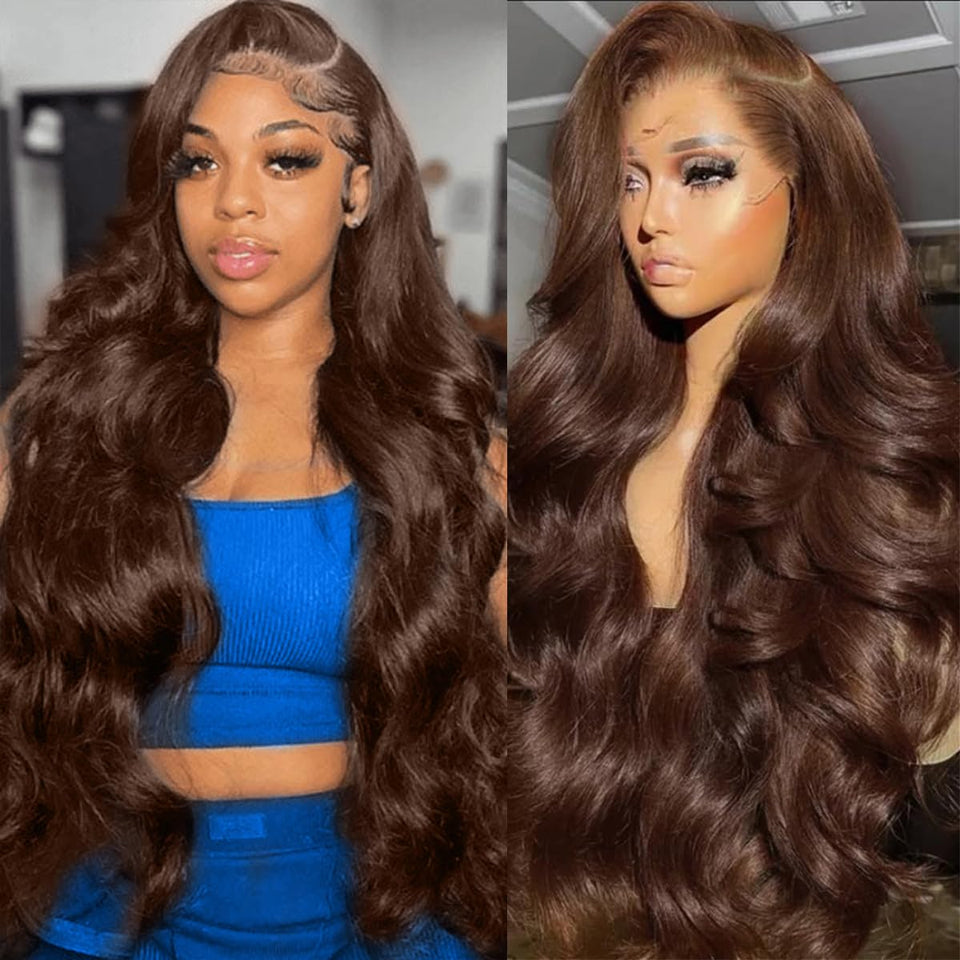 QBRVP 30 inch chocolate brown lace front wig for natural, versatile styling