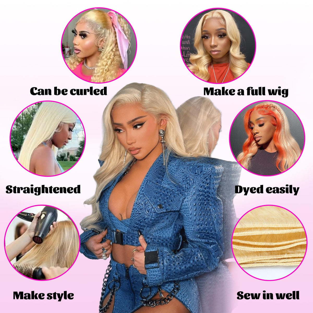 QBRVP 613 hair can be dyed and bleached for custom looks