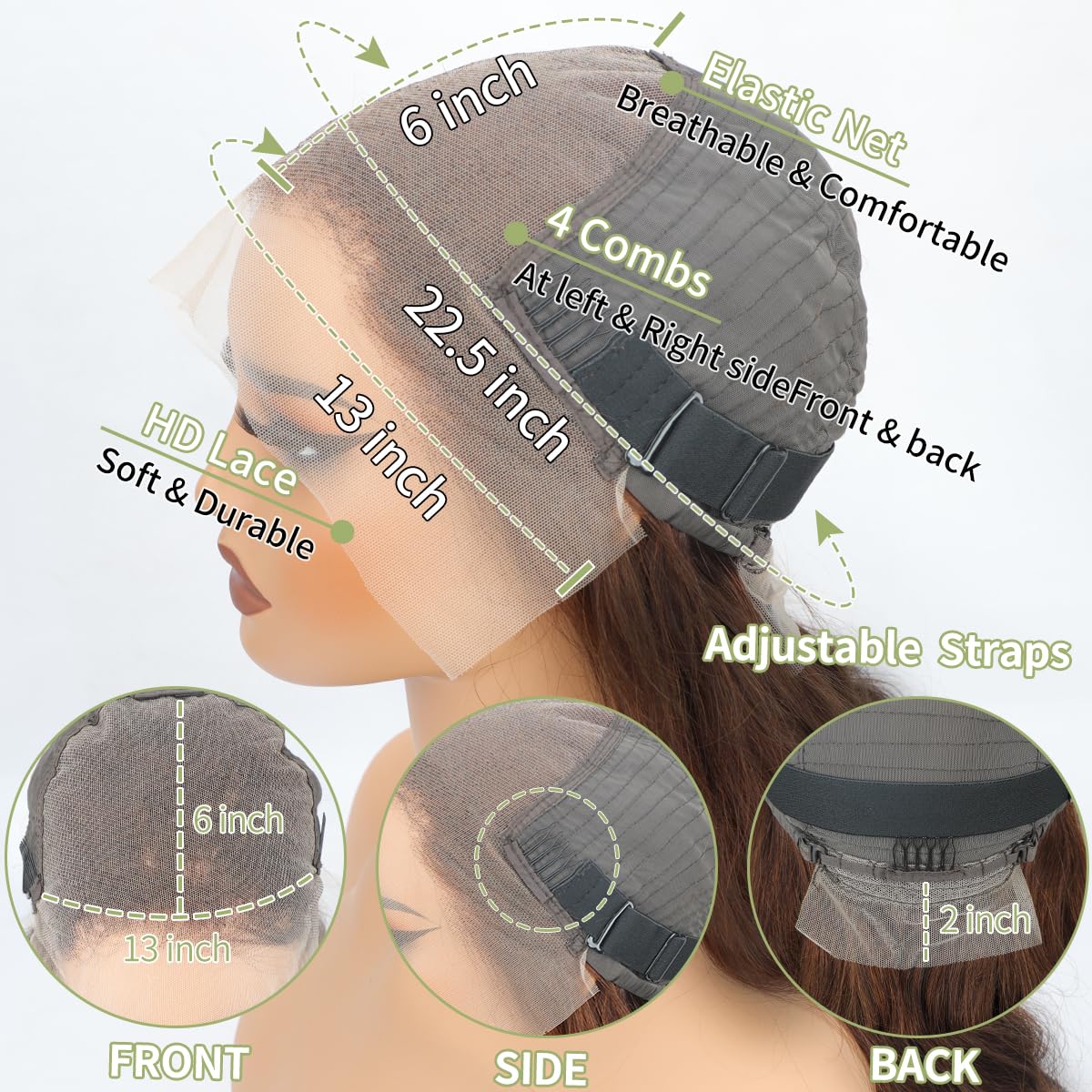QBRVP transparent lace front wig with simulated scalp for realistic look