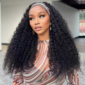 QCCSRR headband wig deep curly 18 inch for effortless wear and natural style.