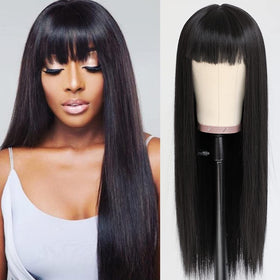 QD-Tizer long straight wig 24inch in natural black for sleek style