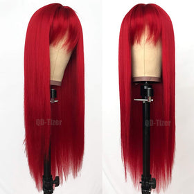 QD-Tizer red wig with sparse bangs offers light feel and easy styling.