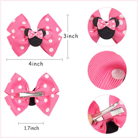 Qearl pink mouse ears bow with shimmer polka dots for costumes