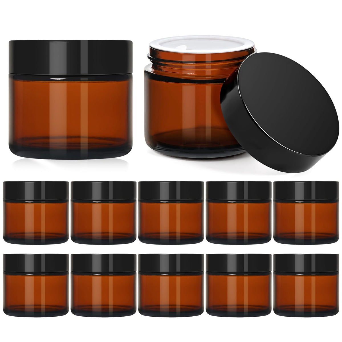 Qeirudu 2oz amber glass jar with lid for travel storage