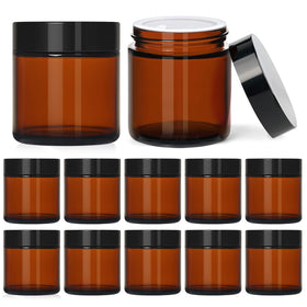 Qeirudu amber glass jar 4oz with lid for skincare storage and travel.