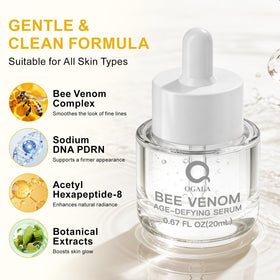 Packaging box of Qgala Bee Venom Serum, compact and travel-friendly