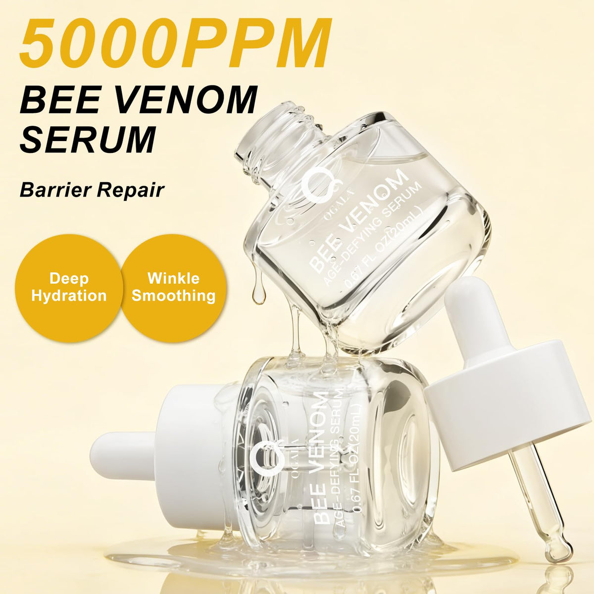 Application steps showing serum drop for daily use with Qgala serum