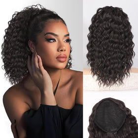 QGZ drawstring ponytail with soft wavy curls for daily volume.