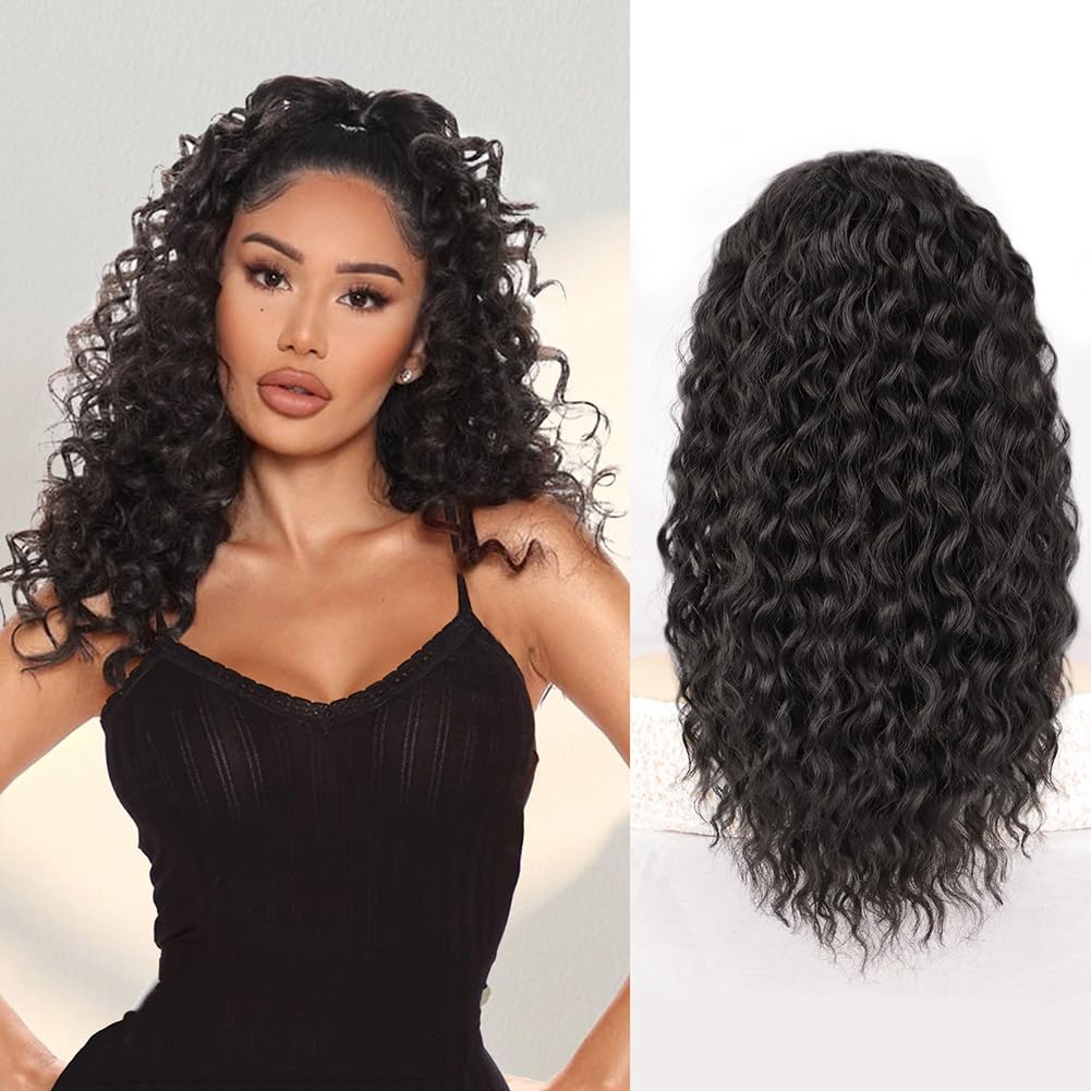 QGZ ponytail extension drawstring 18 inch afro-curly volume for daily wear