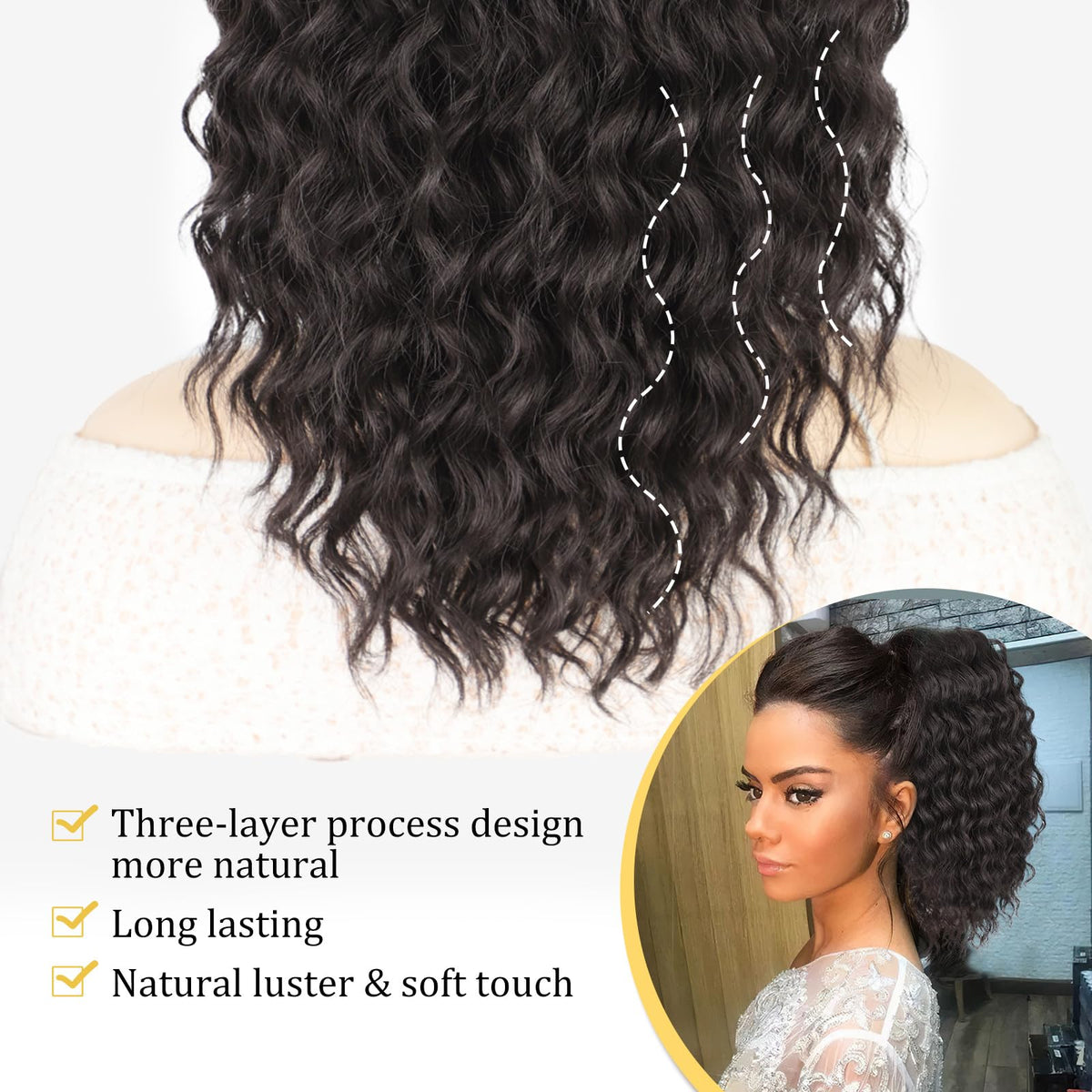 QGZ ponytail supports high or low ponytail styles.